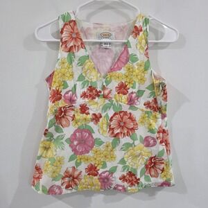 Y2K Babydoll Talbots Womens Tank Top Size Small Petite‎ Floral Colorful Summer